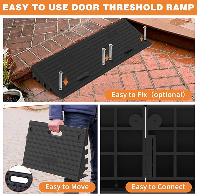 3.9" Rise Rubber Threshold ramp for Doorway/Cars, Step/Stair Rubber ramp with with Non-Slip Surface for wheelchairs/Curb/shed, 2200Pounds Load Capacity.