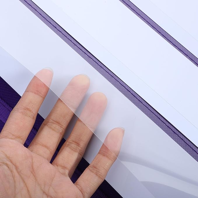 Hanging Pocket Chart Organizer Pouch Polyester Iron Material 10 Dry Erase Cards for Classroom, Wall or Door, Schedule Memo Note Storage Bag Purple