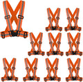zojo Reflective Vest | Lightweight, Adjustable & Elastic | Safety & High Visibility for Running, Jogging, Walking,Cycling | Fits Outdoor Clothing (Pack of 10, Neon Orange)