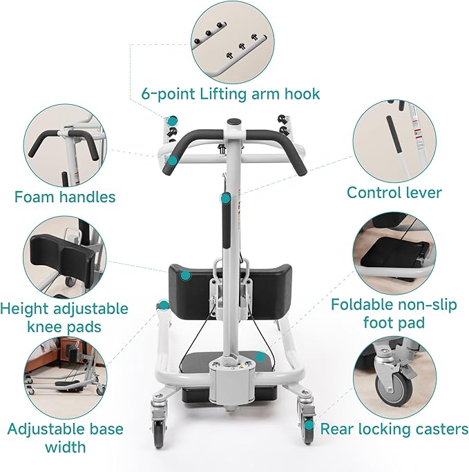 ELENKER Sit to Stand Patient Lift, Stand Up Patient Lift -Sit to Stand, Safely Sit, Stand or Transfer with Ease, with Transport Sling