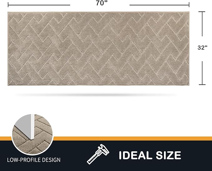 PURRUGS Dirt Trapping Door Mat 32" x 70", Non-Slip Machine Washable Entry Rug, Shoe Scraper, Dog Doormat, Super Absorbent Welcome Mat for Front & Back Door, Muddy Wet Shoes & Paws, Taupe
