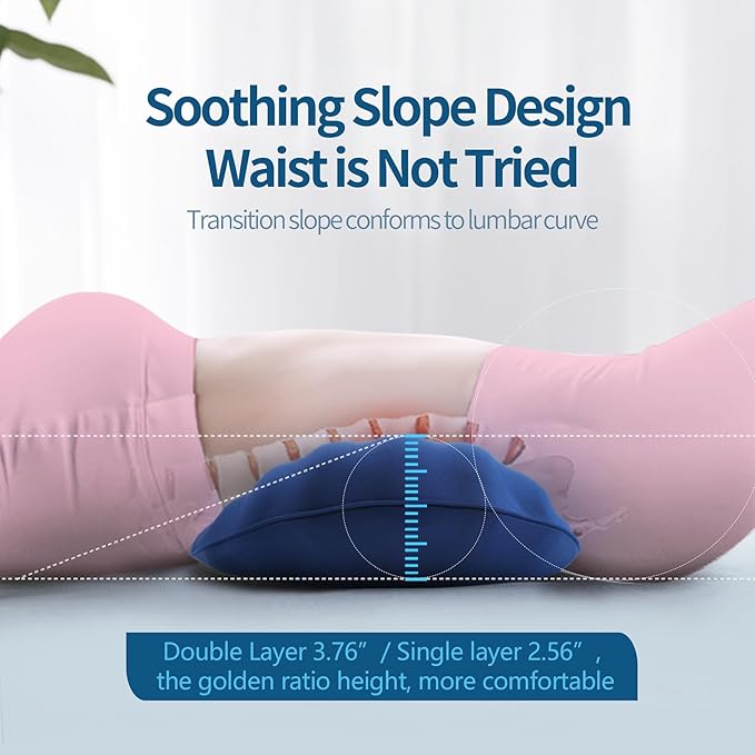 RESTCLOUD Adjustable Lumbar Support Pillow for Sleeping Memory Foam Back Support Pillow for Lower Back Pain Relief and Sleeping, Lumbar Support Pillow for Bed and Chair