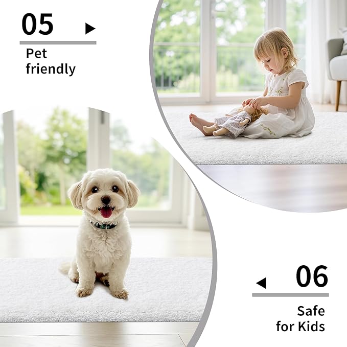 Small Bathroom Rugs 17x24 Non Slip White Fluffy Bath Mat for Bathroom Floor Machine Washable Plush Luxury Bath Rug for Tub Soft Shaggy Absorbent Shower Mat