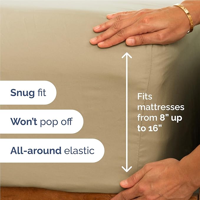 Full 6 Piece Sheet Set - Cooling & Breathable Bed Sheets - Hotel Luxury Bed Sheets for Women, Men, Kids & Teens - Comfy Bedding with Deep Pockets & Easy Fit - Soft and Wrinkle Free - Full Beige Sheets