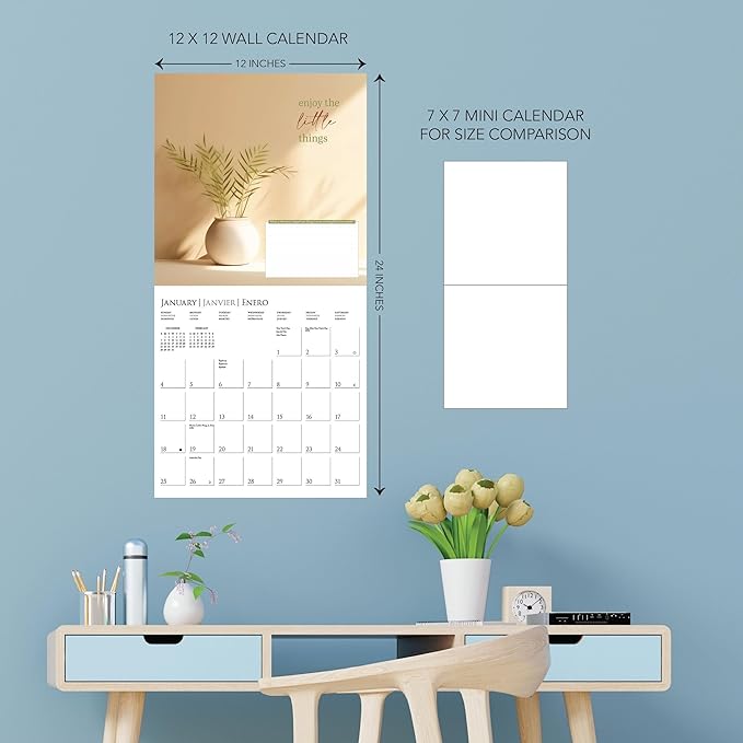 Graphique 2026 A Fresh Start Wall Calendar | 12” x 12” | Thick Paper | Home & Office Organizer | Large Monthly Grid | 3 Languages & Marked Holidays | 4 Month Preview Page for 2027