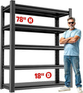 5-Tier Heavy Duty Steel Garage Shelving Unit, Adjustable Metal Utility Shelves, Industrial Storage Rack for Garage, Warehouse, and Storage Solutions 16" D x40 W x78 H（5 pcs）