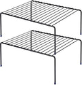 SIBAO Kitchen Cabinet Storage Shelf Rack/Plastic Feet - (13.1 x 10.2 Inch) - Steel Metal - Rust Resistant Finish - Cups, Dishes, Cabinet & Pantry Organization (2, Black)