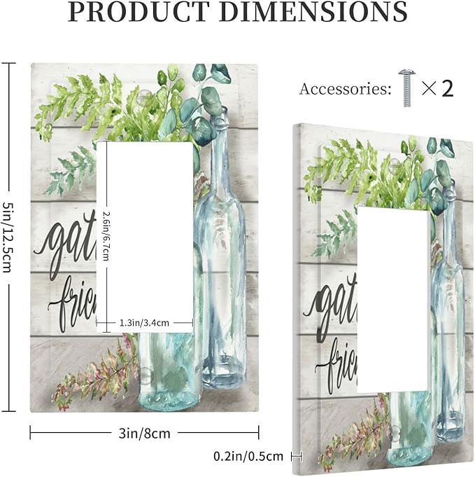 Outlet Covers Watercolor Modern Flower 1 Gang Wall Plate Single Rocker Light Switch Cover Floral Plant Wood Decorative GFCI Receptacle Cover Electrical Switchplate for Farmhouse Bathroom Decor