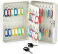 Ripeng 48-Keys Key Lock Box Wall Mount Steel Key Cabinet Lock Box Security Holder with Tags and Hooks Organizer Wall Safe Storage for Car Office Hotel House Rental Business, White
