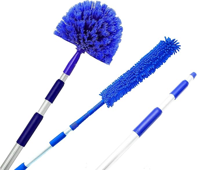 Cobweb Duster, Extendable Reach 20 feet + Spider Web Brush with Pole