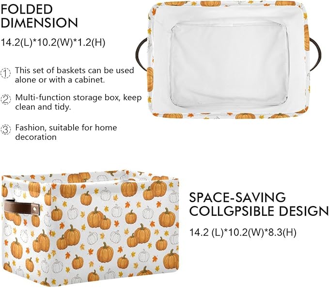 Storage Basket Bin Pumpkin Organizer Basket Collapsible Shelf Basket Cube with handle for Nursery Bedroom Bathroom