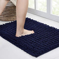 Walensee Bathroom Rug Non Slip Bath Mat (32x20 Inch Navy) Water Absorbent Super Soft Shaggy Chenille Machine Washable Dry Extra Thick Perfect Absorbant Best Large Plush Carpet for Shower Floor
