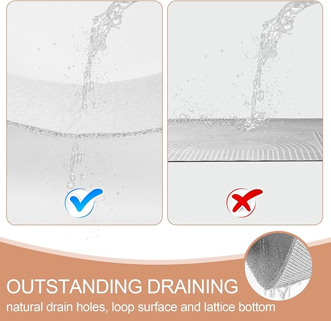 Joyhalo Shower Mat Bathtub Mat Non Slip, Bathmats Non Slip, Quick Drying Foot Scrubber Loofah Mats for Shower, Tub, Bathroom, Home, 47x16inch, Grey
