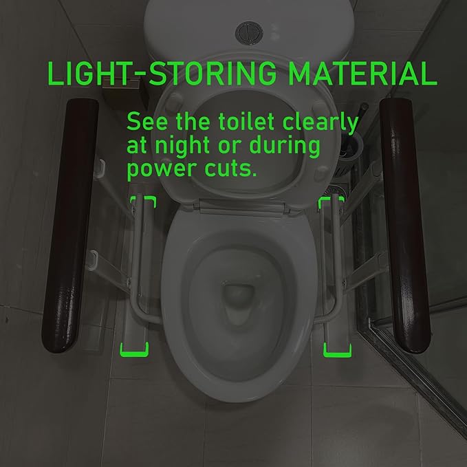 Toilet Safety Rails for Seniors - Toilet Safety Frame with Dual Pillars, Waterproof Nighttime Reflective Base, 3-Speed Height Adjustment (Brown, Double Pillar)