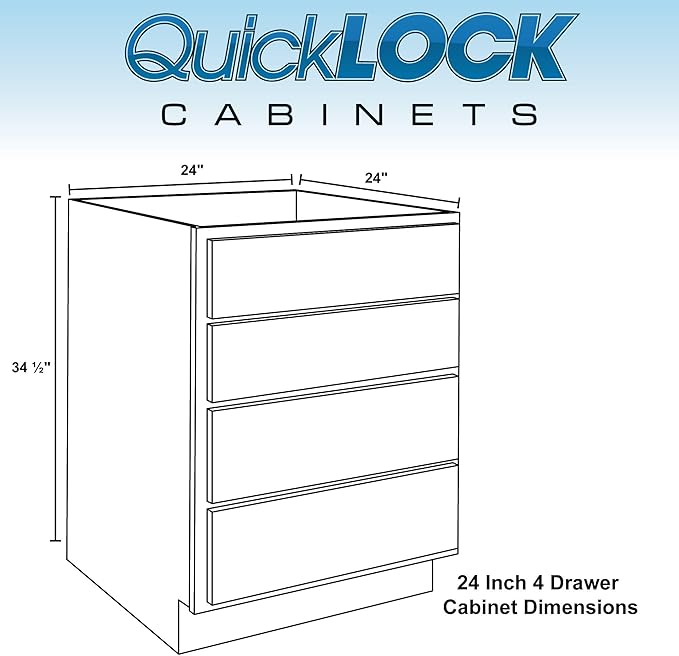 Quicklock RTA (Ready-to-Assemble) | Base Kitchen Cabinets - Shaker Style | Made in America (Espresso Stain, 24" Wx34.5 Hx24 D 4 Drawer)