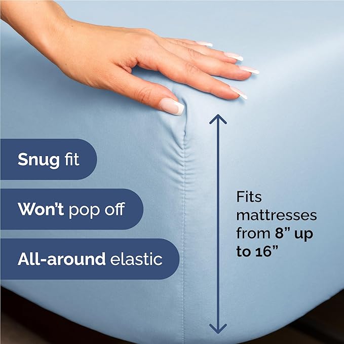 Full 6 Piece Sheet Set - Cooling & Breathable Bed Sheets - Hotel Luxury Bed Sheets for Women, Men, Kids & Teens - Bedding with Deep Pockets & Easy Fit - Soft and Wrinkle Free - Full Light Blue Sheets