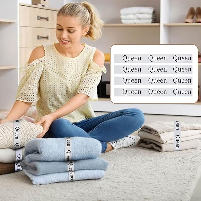 4PCS Bed Sheet Organizer Bands, Storage Labels and Sheet Keepers for Linen Closet - Elastic Bedding Straps for Foldable Bedsheet, Pillow Case, Duvet (Queen)