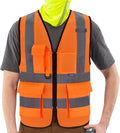 A-SAFETY High Visibility Mesh Safety Reflective Vest with Pockets and Zipper,Hi Vis Viz Reflective Safety Vest(Orange Mesh M)