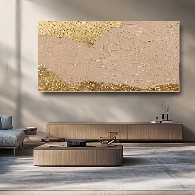 SOUGUAN Abstract Large Canvas Wall Art Contemporary Wall Decorations Gold Artwork 29"x58" Decorative Painting for Living Room Office