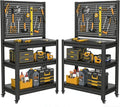 2 Sets Storage Shelves with Pegboard,Heavy Duty Garage Shelving Units and Storage,Metal Shelving Adjustable Shelves,Garage Storage Rack,Industrial Utility Shelf 47.2" H*33.46" W*18" D