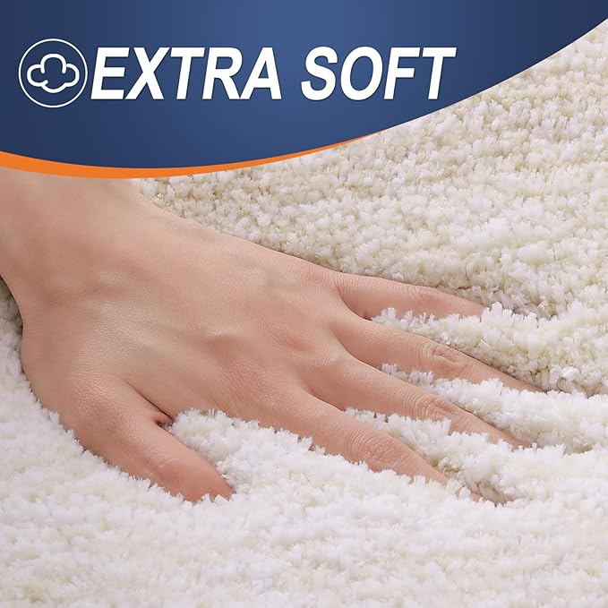 OLANLY Bathroom Rug Set 2 Piece, Soft Absorbent Microfiber Bath Mats and U-Shaped Contour Toilet Rug, Non-Slip, Machine Wash Dry, Plush Shaggy Bath Mats for Bathroom (30"x20"+24"x20", Light Beige)