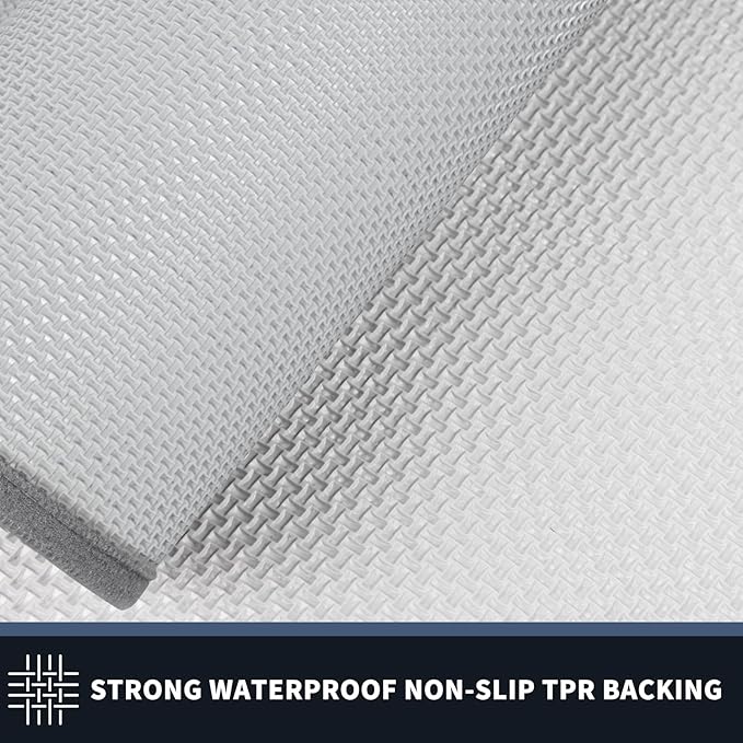 PURRUGS Dirt Trapping Door Mat 32" x 72", Non-Slip/Skid Machine Washable Entryway Rug, Shoes Scraper, Throw Rug, Super Absorbent Area Rug for Muddy Wet Shoes and Paws, Light Grey & Grey