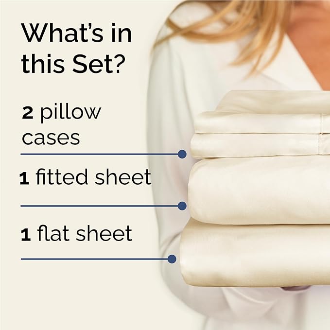 Twin XL 4 Piece Sheet Set - Cooling & Breathable Bed Sheets - Hotel Luxury Bed Sheets for Women, Men, Kids & Teens - Bedding w/Deep Pockets & Easy Fit - Soft & Wrinkle Free - Twin XL Off White Sheets