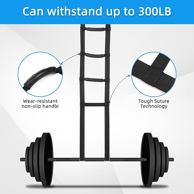JFMkaer Bed Ladder Assist, Adjustable Bed Ladder Straps with Handles, 6 Handle Bed Ladder Straps Pull Up Assist Device for Elderly Patient Safety and Stability