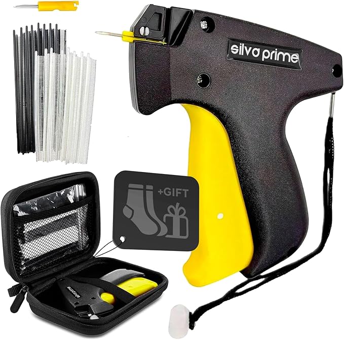 4000 Pcs Stitch Gun for Clothes, Tagging Gun for Clothing | 2000 Black & 2000 White Fasteners, 2 Stainless Steel Needles & Carry Case – Works on All Fabrics