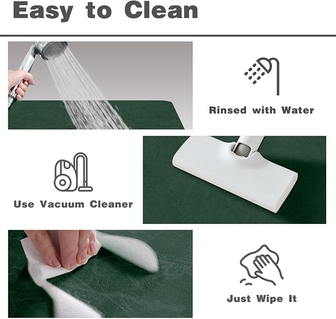Bath Mat, Bathroom Rugs Non Slip Washable Thin Absorbent Quick Dry Bath Mat Fits Under Door Bathroom Floor Mat Perfect for Bath, Shower, or Sink 36"x60" Dark Green