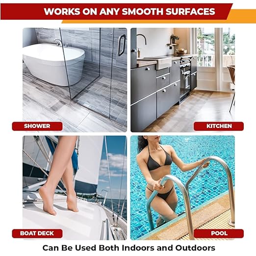 Premium Clear Anti Slip Tape 6” X 24” (10-Pack) - Heavy Duty Waterproof Clear Grip Tape - Soft & Comfortable for Walking Barefoot - Non-Slip Tread Ideal for Stairs, Shower, Boats, Etc.