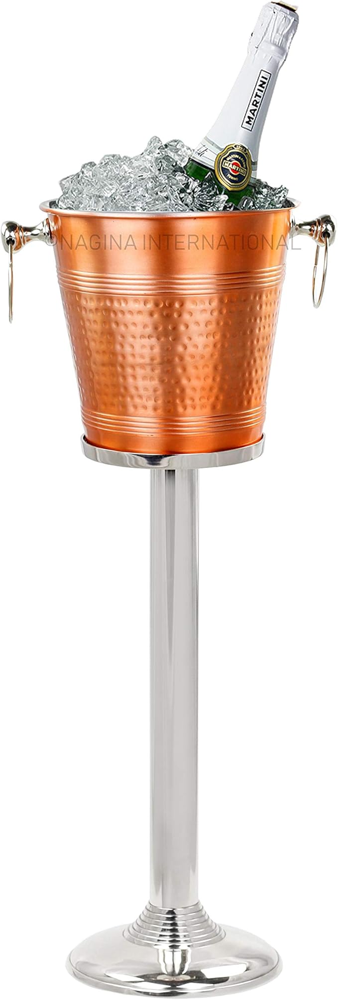 Hammered Copper Lightweight Ice Bucket |Highly Conductive Cooler & Cellar Bucket with Nickel Plated Free Stand | Kitchen Ware & Bar Wares
