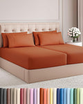 Split King 7 Piece Sheet Set - Cooling & Breathable Bed Sheets - Hotel Luxury Bed Sheets for Women, Men, Kids & Teens - Deep Pockets - Easy Fit - Soft and Wrinkle Free - Split King Terracotta Sheets