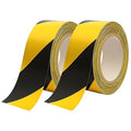 2 Inch x 220FT Black & Yellow Warning Tape Caution Tape | Strong Adhesive, Waterproof, Wear Resistant, Durable Safety Stripe for Floors Walls Stairs Industrial Home Garage Factory Equipment