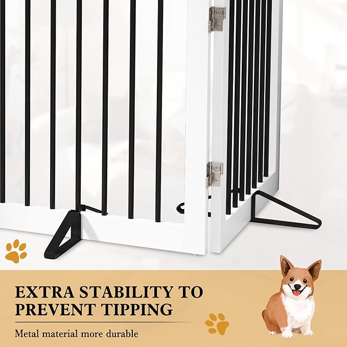 Freestanding Pet Gate Metal Support Feet, Triangle Support Feet Set of 2 for Extra Wide Foldable Pet Gate, Easy to Install, A Pair of Safety Fence Feet for Wooden Dog Gate, Black