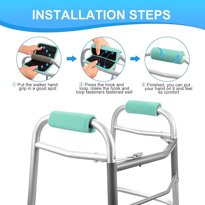 supregear Walker Grips (2 Pack), Soft Padded Hand Covers, Non-Slip Comfortable Cushion Padding for Folding Walker Handle, Moisture Wicking Mobility Accessory