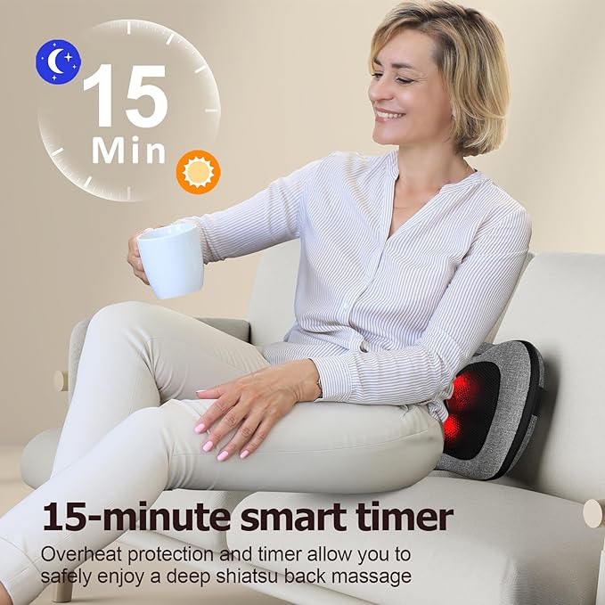 VIKTOR JURGEN Shiatsu Back Massager with Heat – Deep Tissue Massage for Neck, Shoulder, Leg, Upper & Lower Back Pain Relief, Electric Kneading 3D Massage Pillow Gifts for Men Women Dad, Mom, Christmas