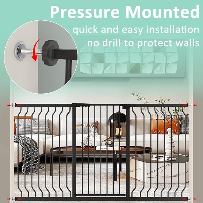 ALLAIBB White 40.55" Extra Tall Wide 29.92-62.60" Baby Gate Pressure Mounted Walk Through Child Kids Safety Toddler Tension Pet Dog Gates with Extension for Doorways Kitchen