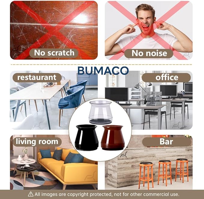 BUMACO 20Pcs Chair Leg Floor Protectors Chair Leg Protectors for Hardwood Floors Silicone Pads Covers to Protect Floors Black-20 Pcs Universal S(15/16" to 1-5/16")