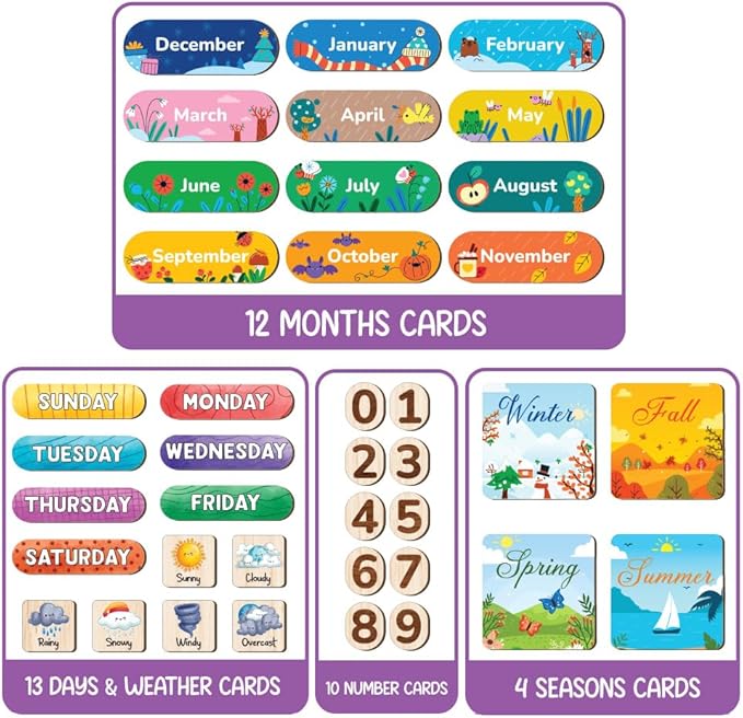 Wooden Daily Routine Chart, Kid Calendar, Routine Chart for Toddlers, Morning Bedtime Routine Chart for Toddlers (06)
