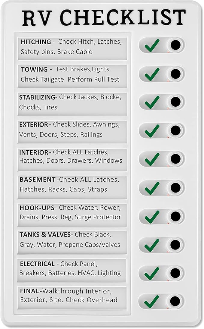 Zonon 1 Pack Rv Checklist Board to Do List Boards Plastic Chore Chart Memo Checklist Boards with Slider Portable Daily Affairs Detachable Schedule Planner for Home Office Check Items Accessories