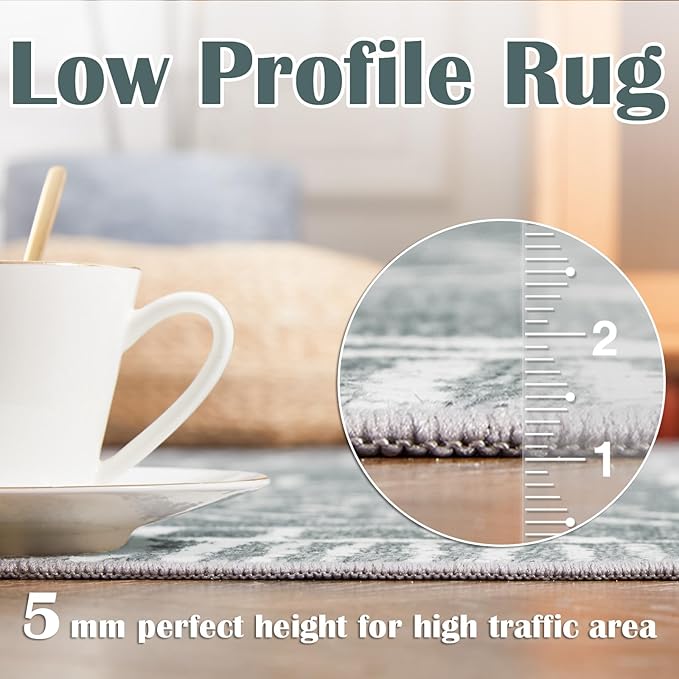jinchan Hallway Runner Rug 3x10 - Moroccan Kitchen Machine Washable Runner Rug Modern Geometric Soft Faux Wool Ultra-Thin Low-Pile Non-Slip Carpet for Laundry Room Bedroom Farmhouse(3x10ft, Dark Grey)