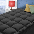 King Size Mattress Topper for Back Pain, Cooling Extra Thick Mattress Pad Cover with 8-21 inch Deep Pocket, Plush Pillow Top Mattress Topper Overfilled with Down Alternative, King Size, Black
