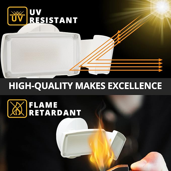 UME 2-Pack 19W Dusk to Dawn LED Security Light Outdoor, 2 Adjustable Head, 2000LM, 5000K, IP65 Waterproof, Super Bright Flood Light with Photocell for Garage,Yard,Exterior,Entryway(White)
