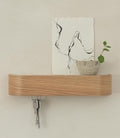 Kazai. Key Holder 'Toke' | Minimalist Key Hook Design from Berlin | Modern Key Holder Wall Mount with Wooden Shelf | Key Rack for Wall as Entryway Organizer | Oak