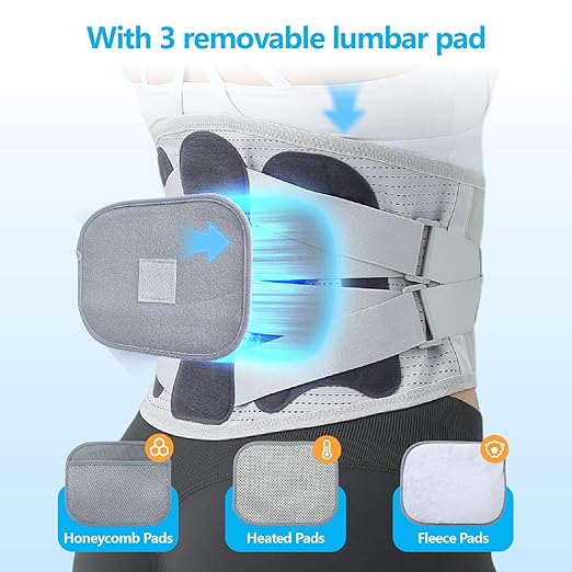 Back Brace for Men Lower Back Pain Relief, Adjustable Back Lumbar Support Belt for Women & Men, Sciatica, Scoliosis and Herniated Disc Relief with Ergonomic Breathable Pads & 5 Stays (L)