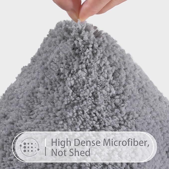 LOCHAS Bathroom Rug Set Light Grey, Soft Bath Rug Set 2 Piece, Toilet Mat U-Shaped 20x20 and 34x20 Bath Rugs, Quickly Dry Mats for Bathroom, Tub, Washable, Super Absorbent Floor Mat