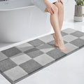 PURRUGS Bathroom Rug Non-Slip Machine Washable 24" x 60", Super Absorbent and Quick-Dry Bath Mat, Extra Soft and Plush Bath Rug for Shower, Bathtub and Sink, Light Grey & Grey