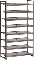 8Tier Metal Tall Shoe Rack,Large Shoe Rack for Closet,entryway,Garage, with Adjustable Flat or Angled Shelves, Hold 32-40 Pairs Shoes ﻿
