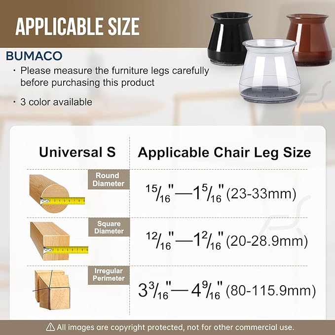 BUMACO 20Pcs Chair Leg Floor Protectors Chair Leg Protectors for Hardwood Floors Silicone Pads Covers to Protect Floors Black-20 Pcs Universal S(15/16" to 1-5/16")